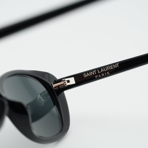 Saint Laurent SL 822 001 Sunglasses Shiny Black Cat Eye Frame, Grey Lenses main image 5